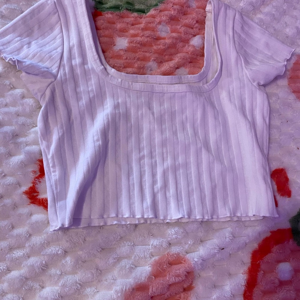 White Ribbed Crop Top with Square Neckline